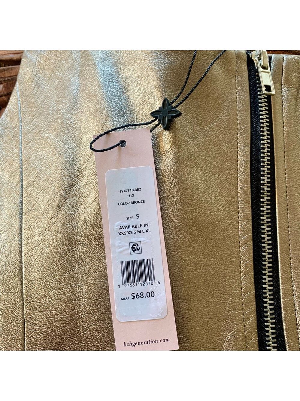 BCBGeneration Bronze Gold Square Neck Cropped Pleather Bralette Tank Top - Picture 7 of 7